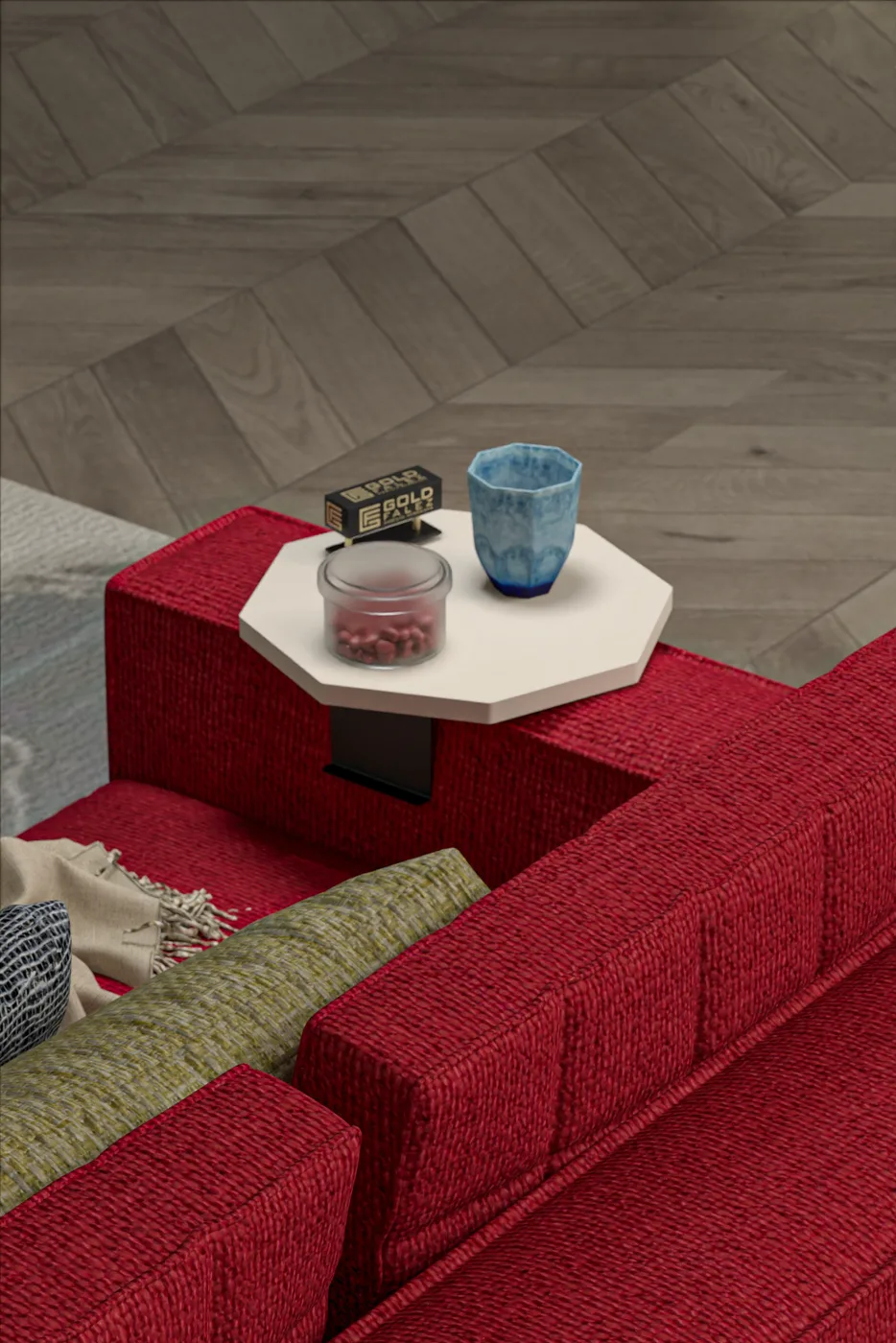 C Table Adjustable Side Table Melamine-faced chipboard Cream