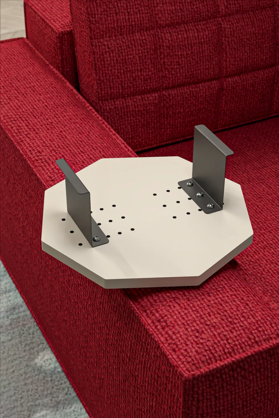 C Table Adjustable Side Table Melamine-faced chipboard Cream