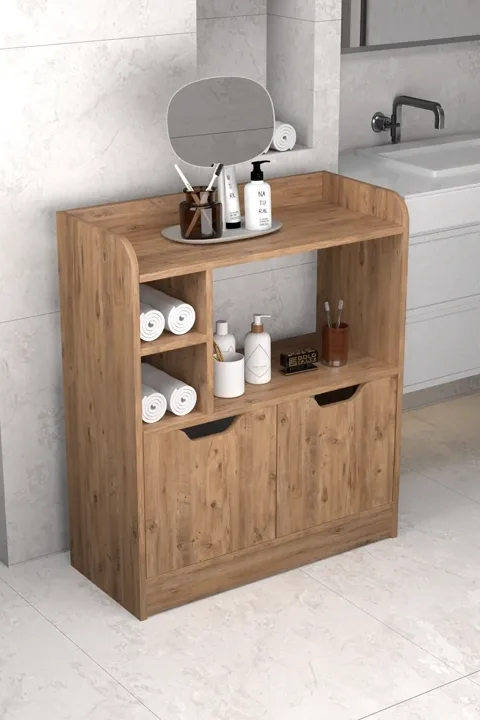 Ilkal Multi-purpose Bathroom and Kitchen Cabinet Melamine-faced Chipboard Brown