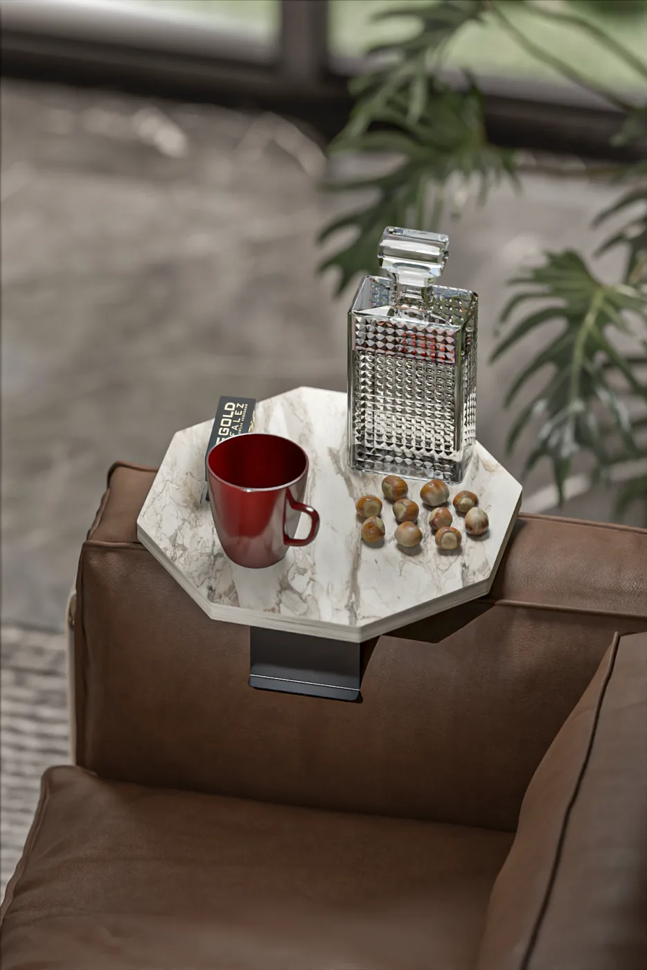 C Table Adjustable Side Table Melamine-faced chipboard Efes White