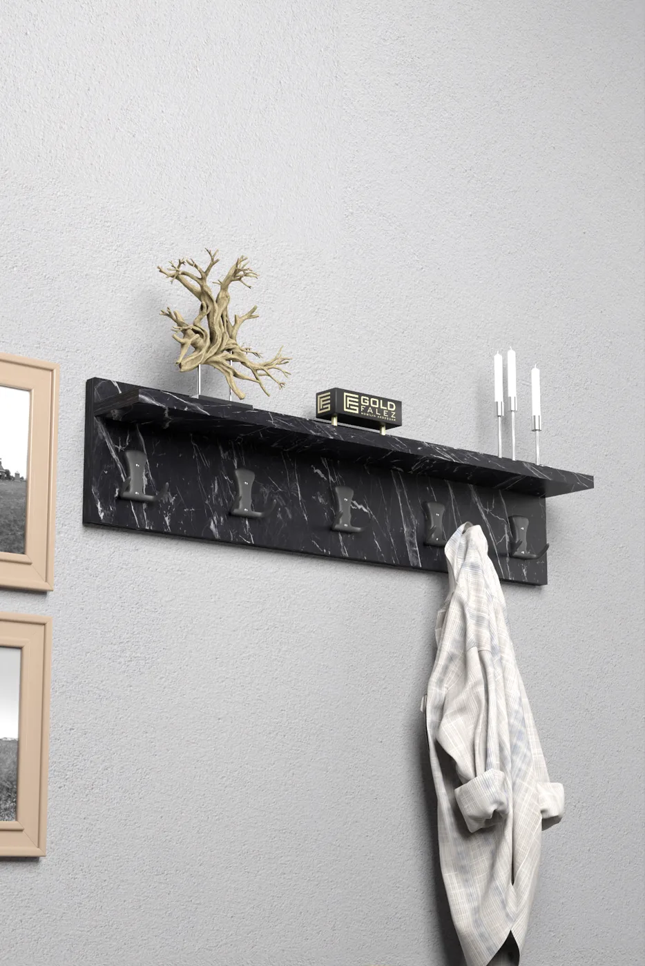 Wall Hanger Coat Rack Melamine-faced chipboard Black