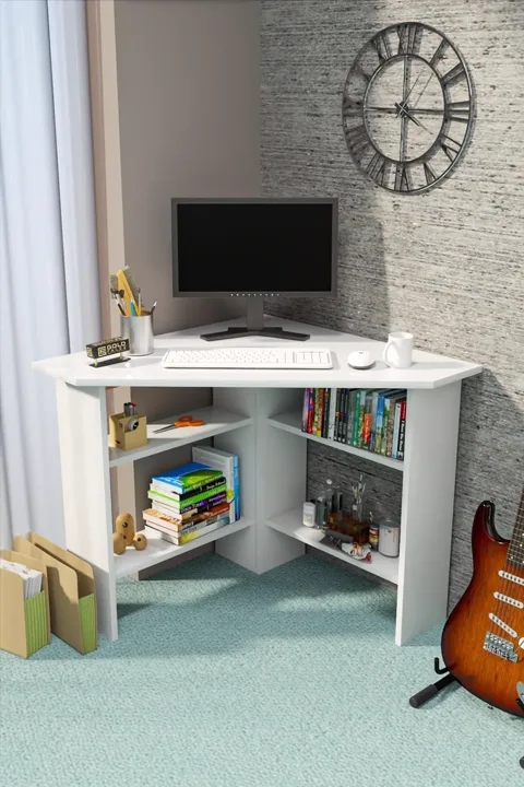 Corner Desk Melamine-faced chipboard White