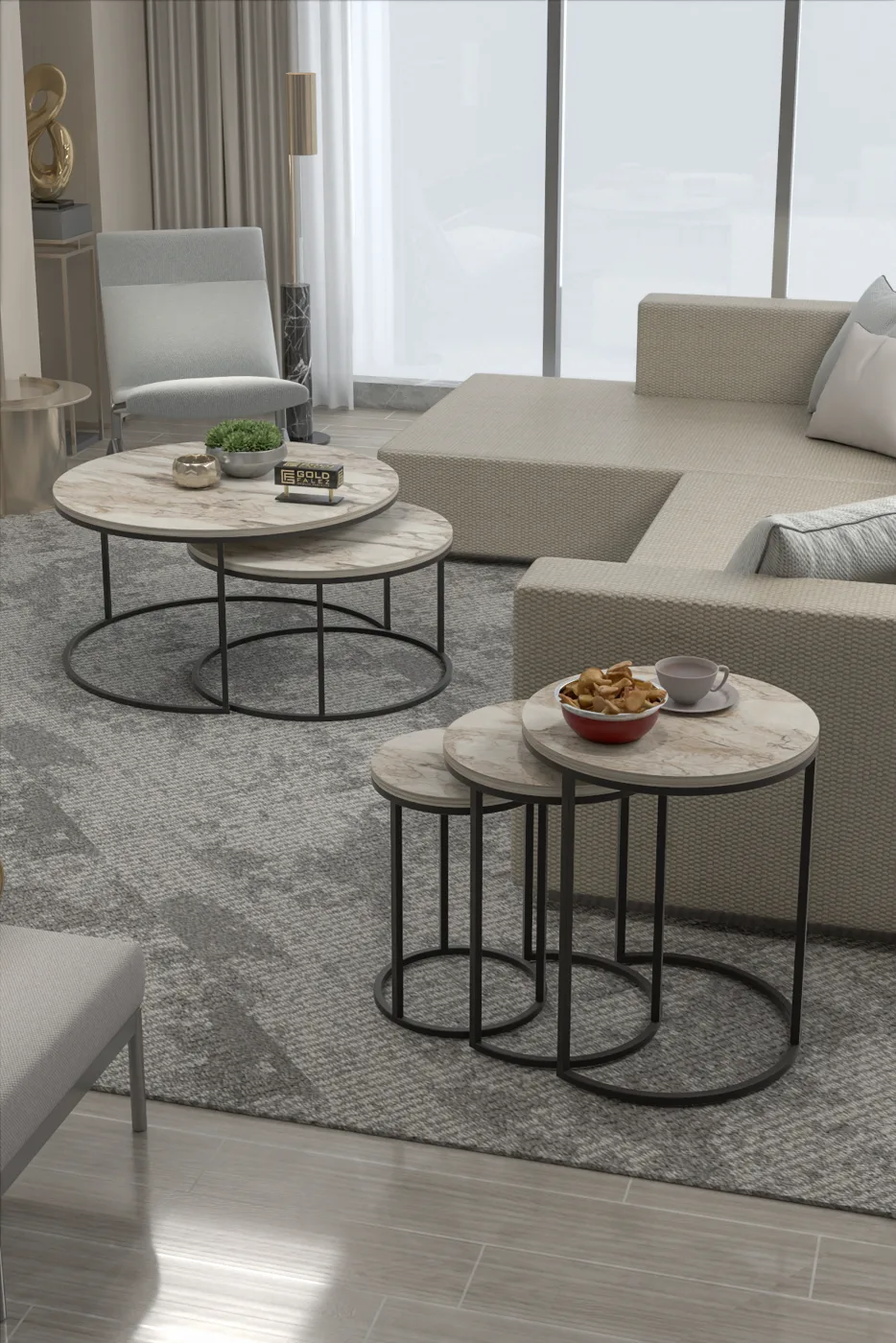 2-Piece Coffee Table and Nesting Table Set C Nesting Efes