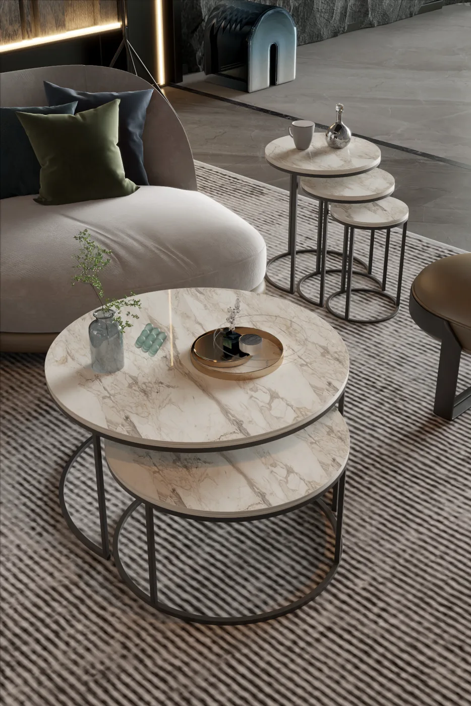2-Piece Coffee Table and Nesting Table Set C Nesting Efes