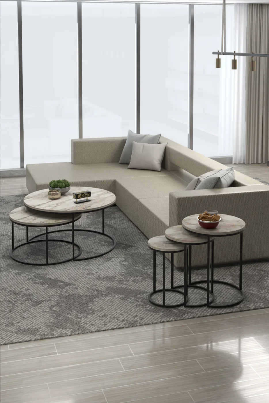 2-Piece Coffee Table and Nesting Table Set C Nesting Efes