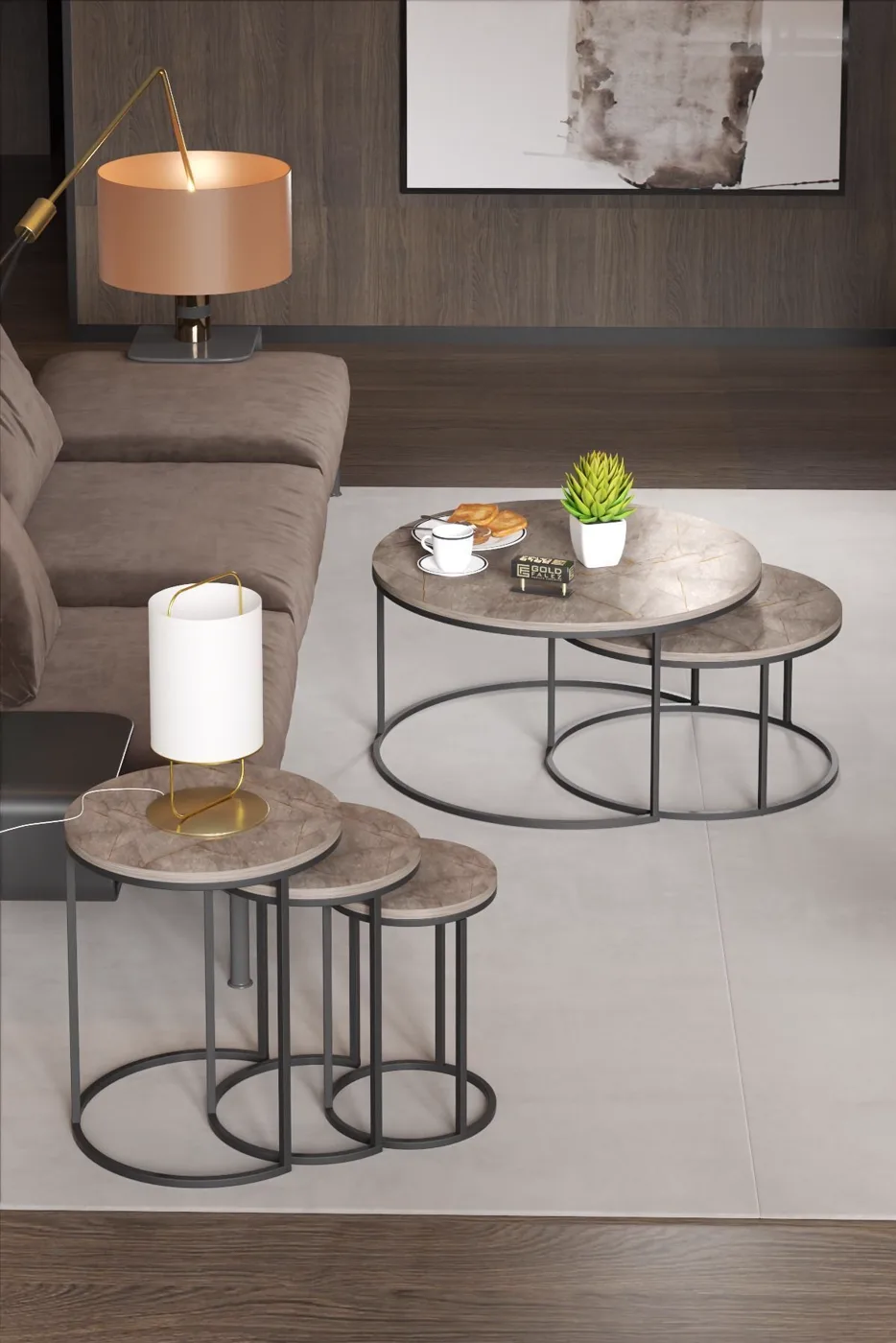 2-Piece Coffee Table and Nesting Table Set C Nesting Gordion