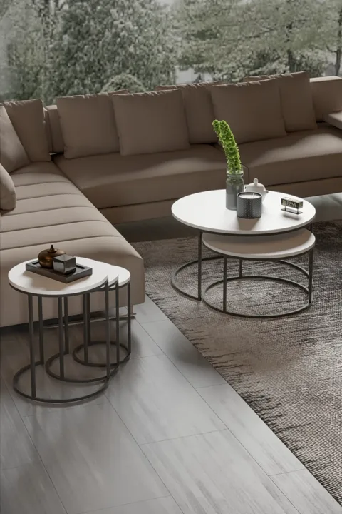 2-Piece Coffee Table and Nesting Table Set C Nesting White