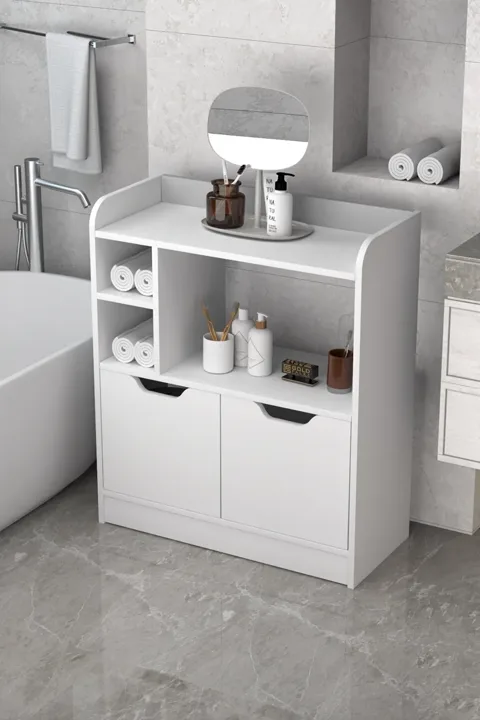 Ilkal Multi-Purpose Bathroom and Kitchen Cabinet Melamine-faced Chipboard White