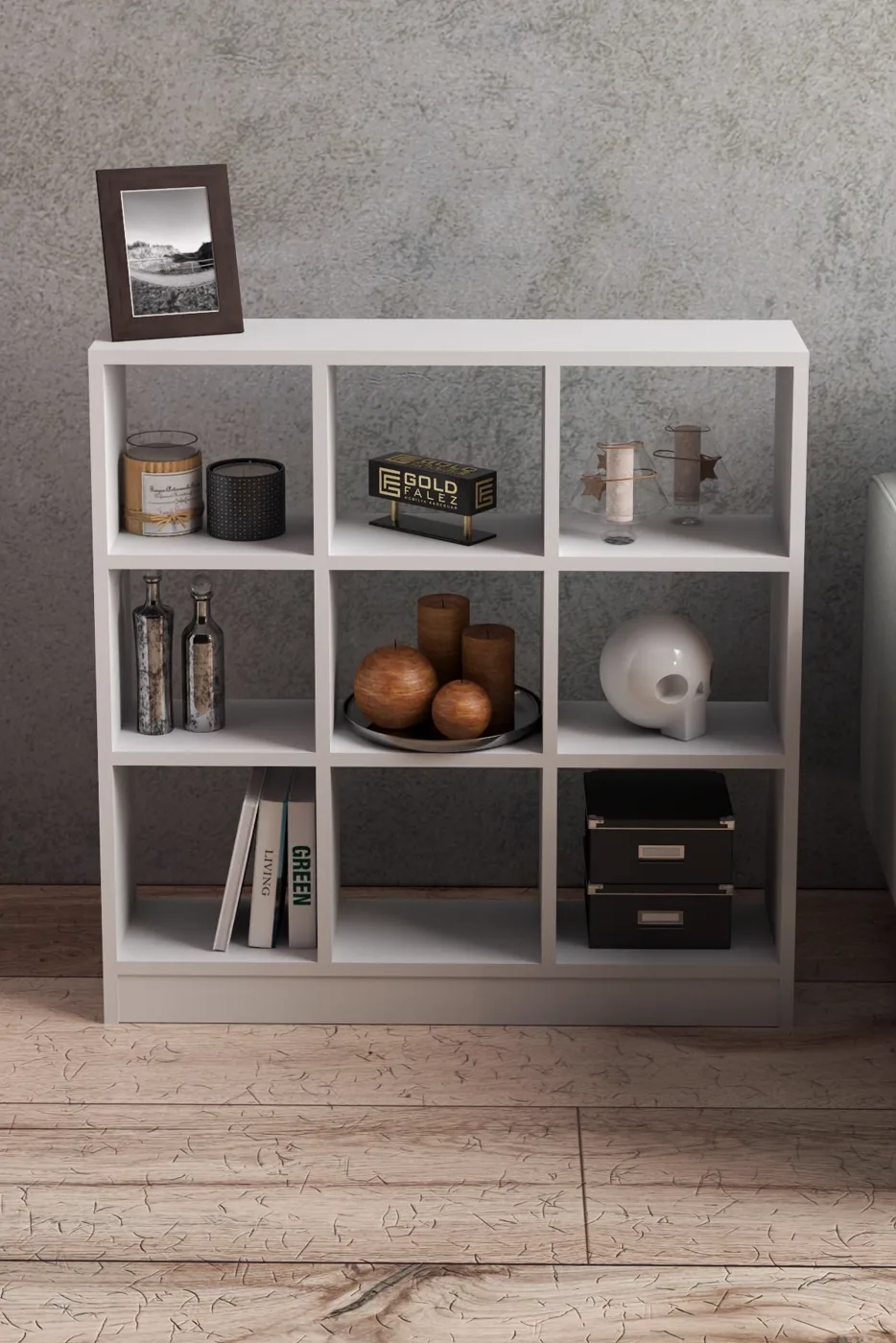 9-Compartment Multi-Purpose Bookcase Melamine-faced chipboard White