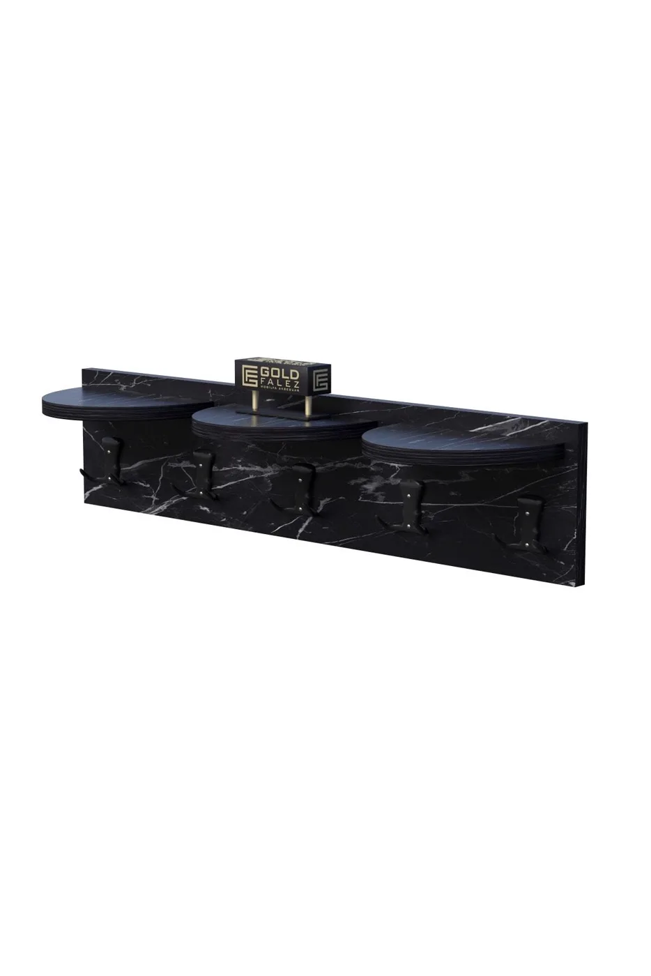 Ilkal 5-Piece Bendir Black Melamine-faced chipboard Wall Hanger Coat Rack