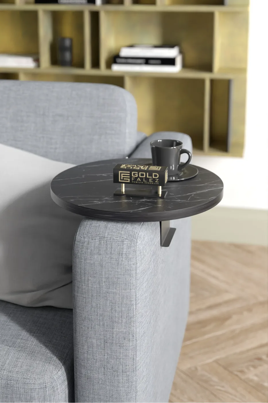Ilkal Bendir Adjustable Metal Leg Armchair Tray Table, Black