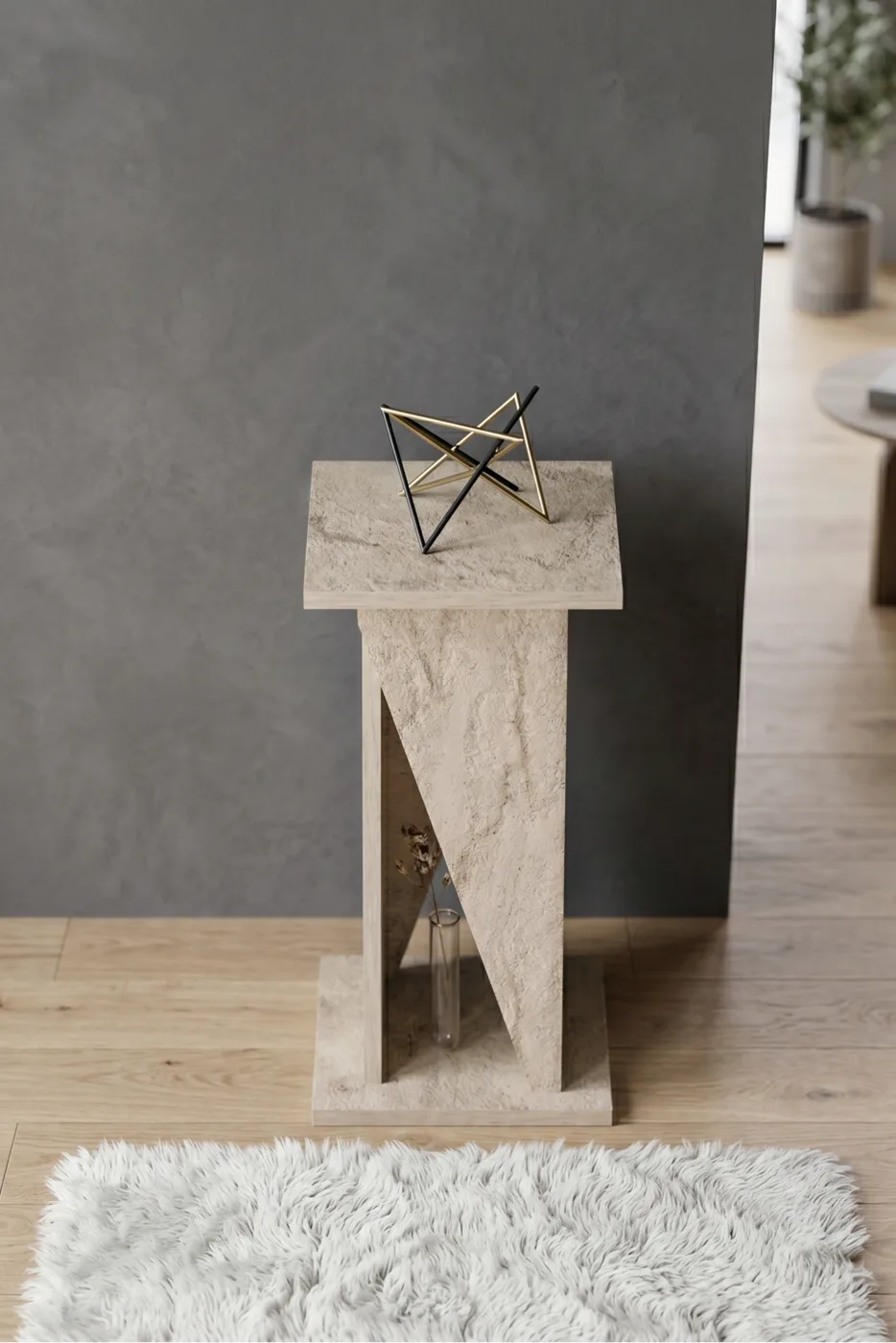 Vision Square Decorative C Side Table Melamine-faced chipboard Travertine Beige