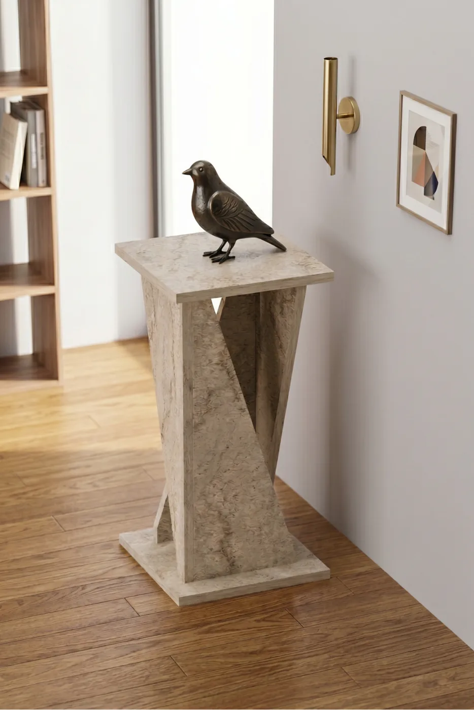 Vision Square Decorative C Side Table Melamine-faced chipboard Travertine Beige