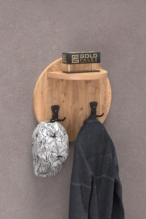Ilkal Wall-mounted Coat Rack with Clothes Hanger, Walnut