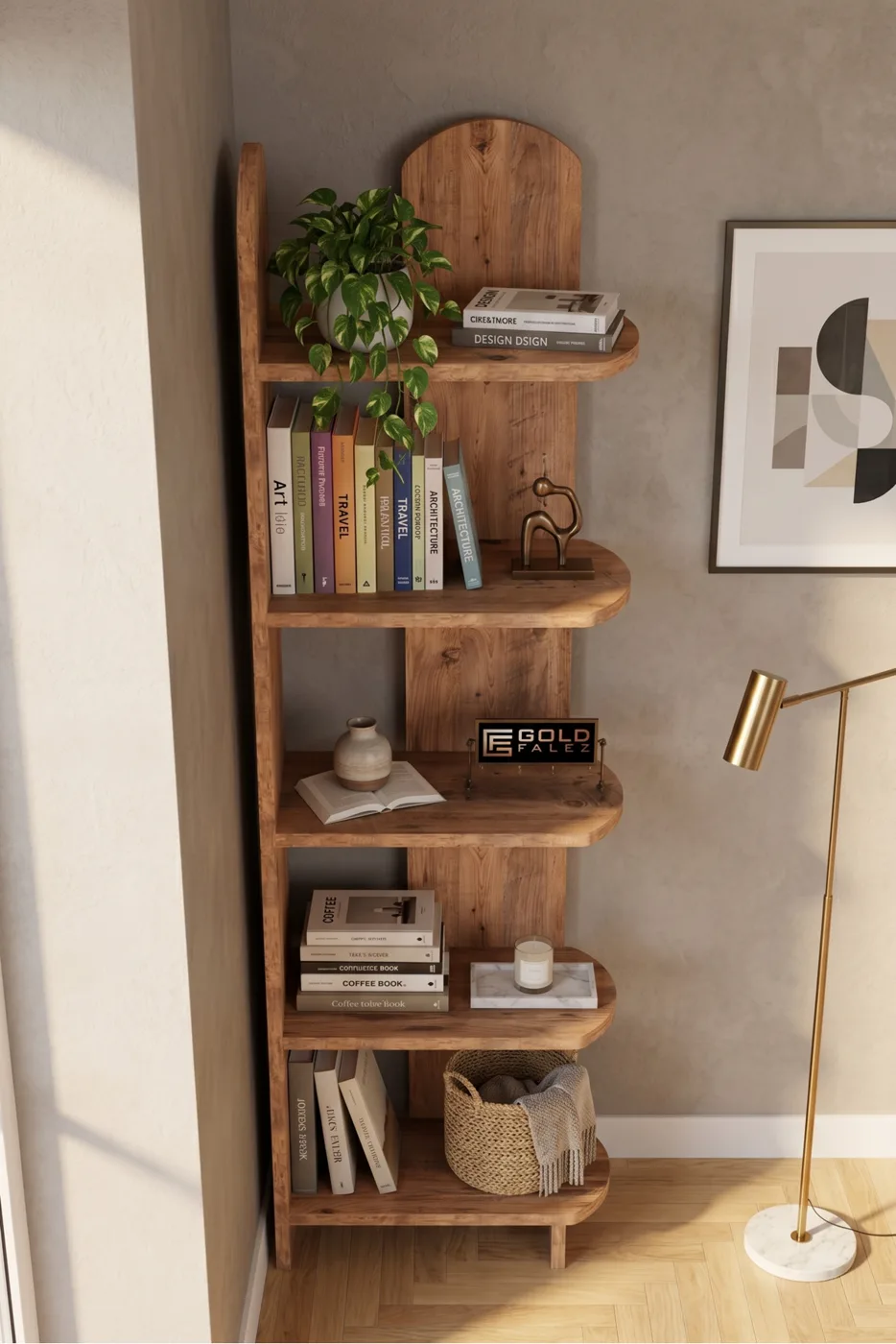 Bookcase 5-Tier Setro Multi-purpose Decorative Shelf Unit Living Room Office Study and Teenager's Room Bookcase 7077 Atlantic Pine