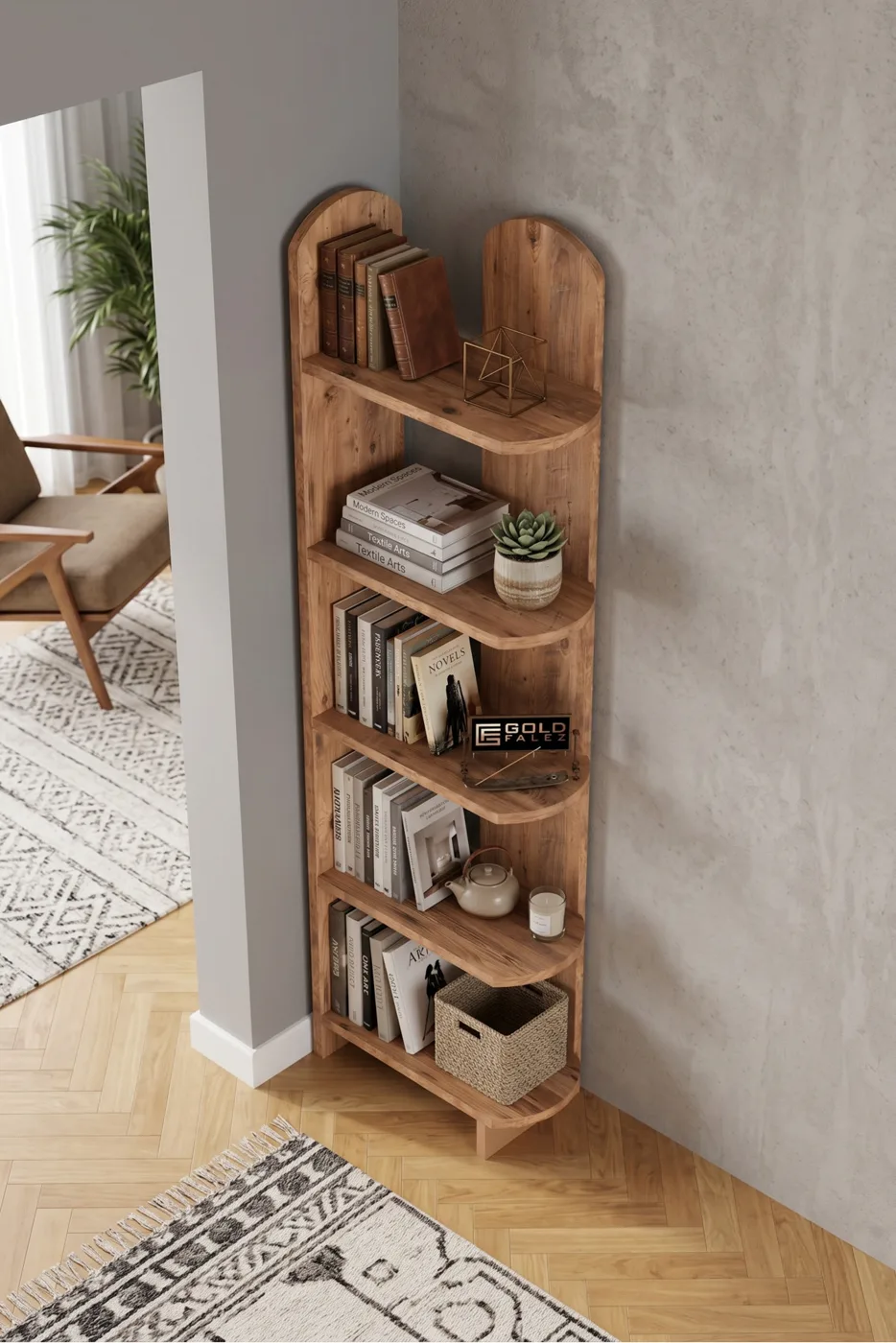 Bookcase 5-Tier Setro Multi-purpose Decorative Shelf Unit Living Room Office Study and Teenager's Room Bookcase 7077 Atlantic Pine