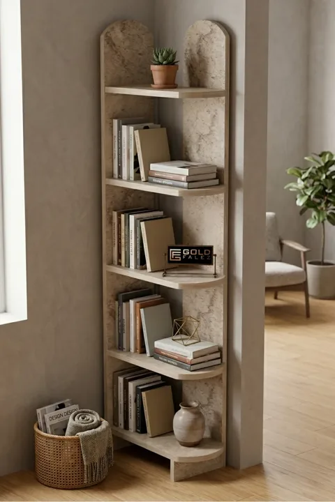 Bookcase 5-Tier Setro Multi-purpose Decorative Shelf Unit Living Room Office Study and Teenager's Room Bookcase 7079 Travertine