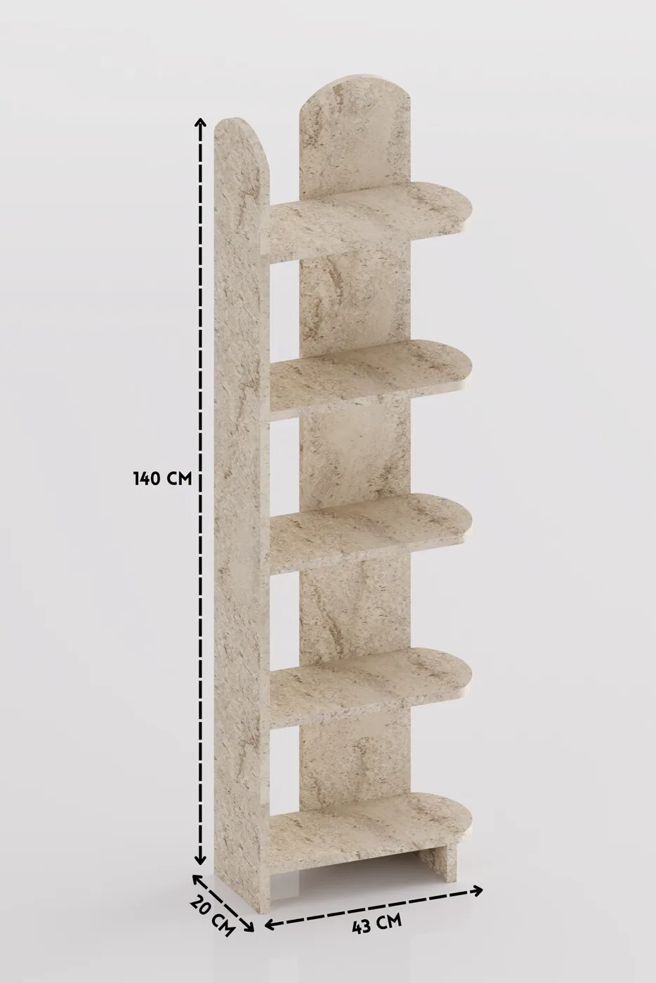 Bookcase 5-Tier Setro Multi-purpose Decorative Shelf Unit Living Room Office Study and Teenager's Room Bookcase 7079 Travertine
