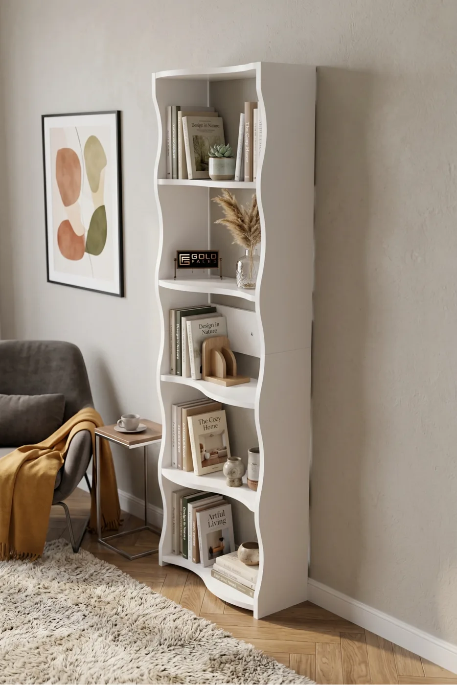 Esinti 5-Tier Modern Multi-purpose Decorative Shelf Unit Bookcase, Large Library Office Bookcase 7081 White