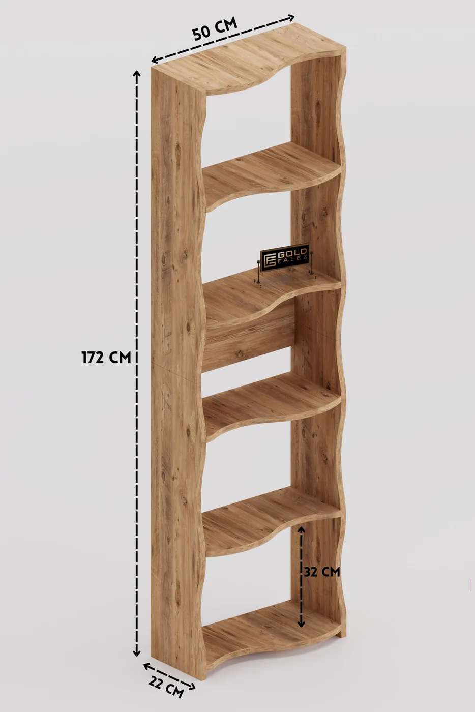 Bookcase 5-Tiered Esinti Modern Multi-purpose Decorative Shelf Unit Spacious Library Office Bookcase 7080 Atlantic Pine