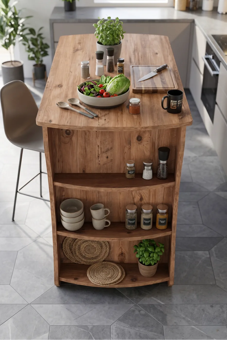 Kitchen Table Kitchen Island Island Table Bar Table Breakfast Table Shelved Multi-purpose Cabinet Modern Table 120x60 cm 9836 Atlantic Pine