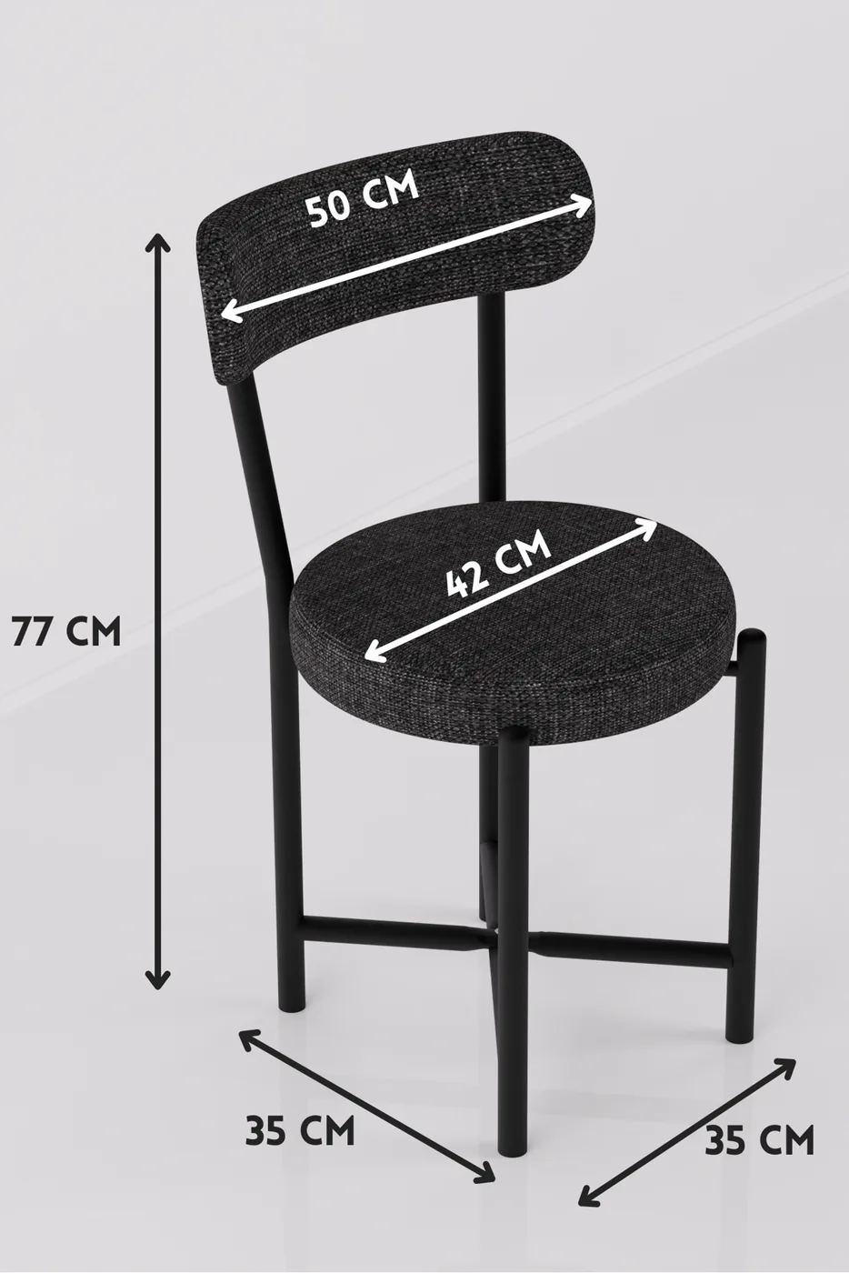 Chair 1 Piece Linen Fabric Metal Legs Modern Kitchen Chair Cafe Balcony Office Teddy 9817 Anthracite
