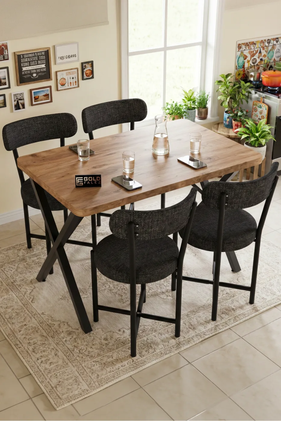Chair 1 Piece Linen Fabric Metal Legs Modern Kitchen Chair Cafe Balcony Office Teddy 9817 Anthracite