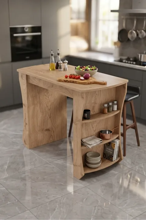 Kitchen Table Kitchen Island Island Table Bar Table Breakfast Table Shelved Multi-purpose Cabinet Modern Table 120x60 cm 9838 Sepet