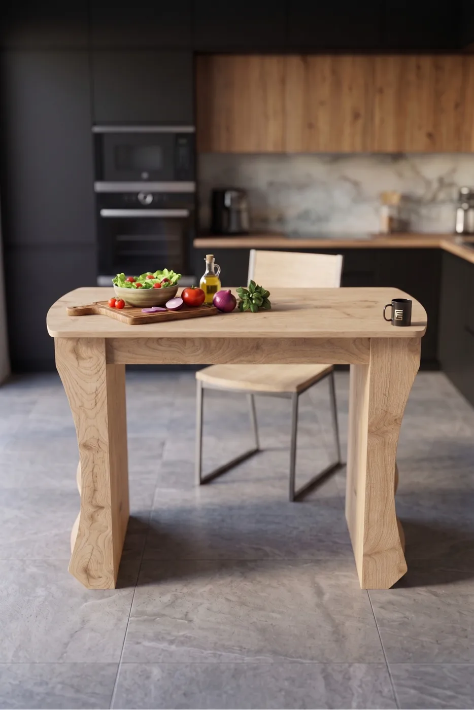 Mutfak Masası Mutfak Adası Ada Masa Bar Masası Kahvaltı Masası Raflı Çok Amaçlı Dolap Modern Masa 120x60 cm 9838 Sepet