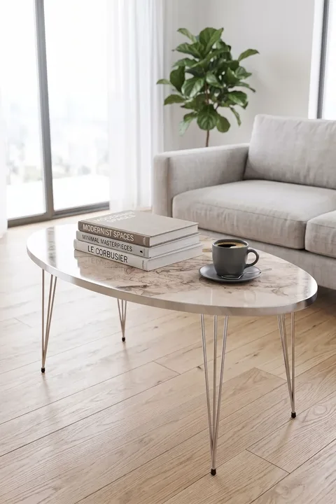 Coffee Table Ellipse Silver Efes Wire