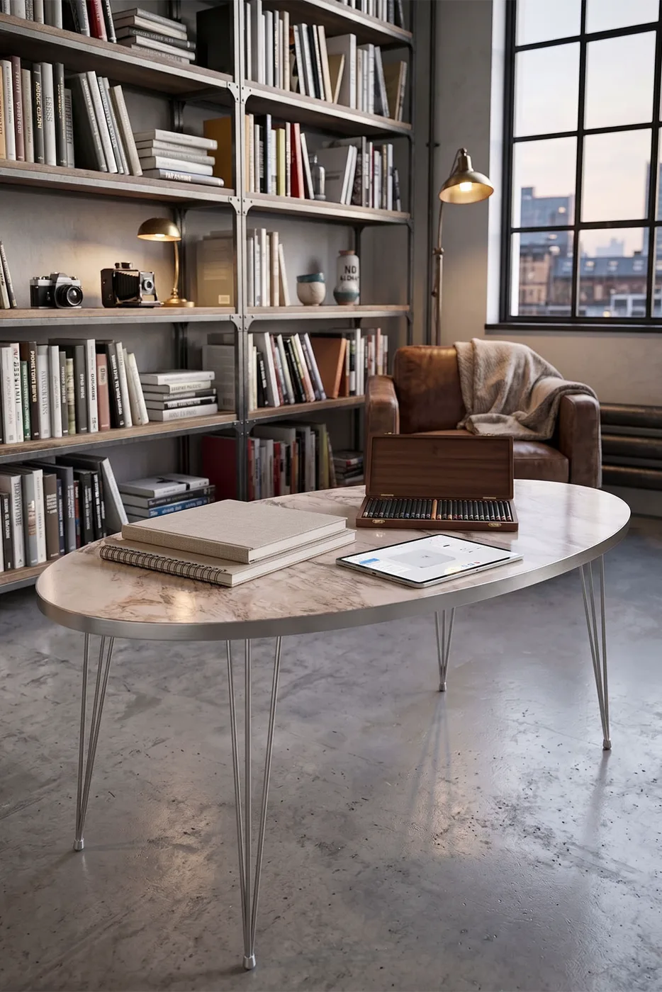 Coffee Table Ellipse Silver Efes Wire