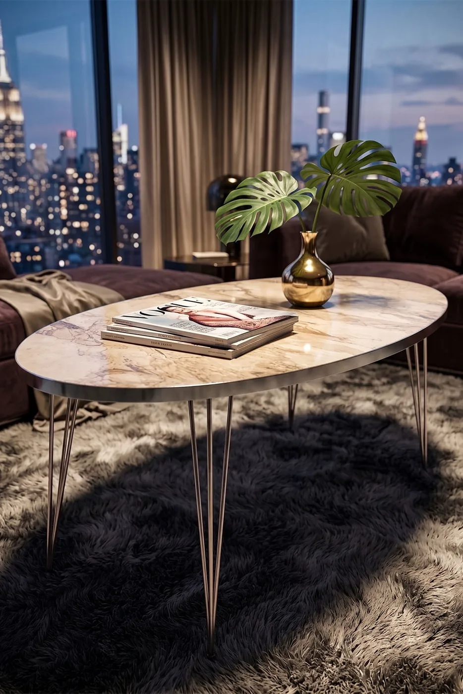 Coffee Table Ellipse Silver Efes Wire