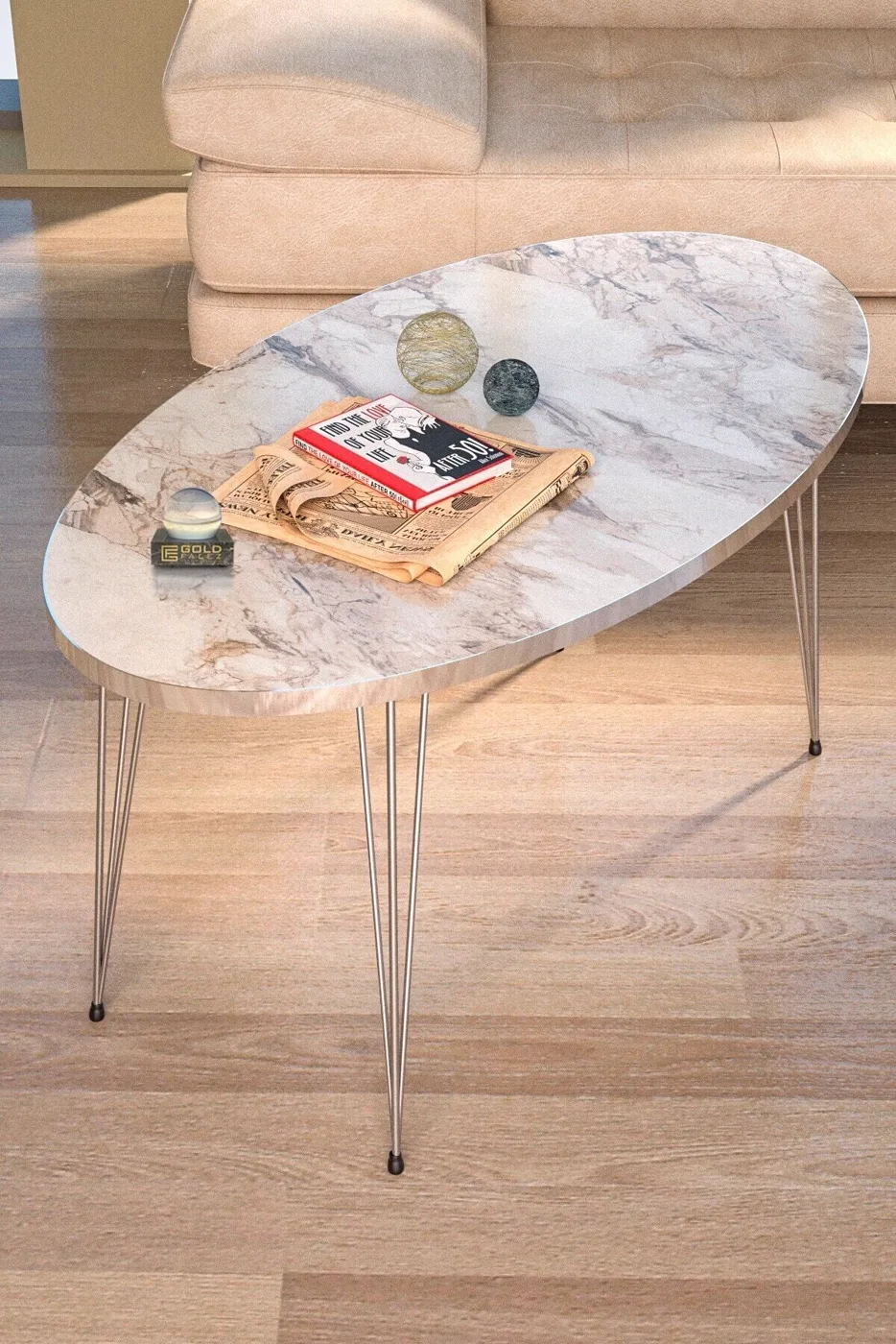 Coffee Table Ellipse Silver Efes Wire