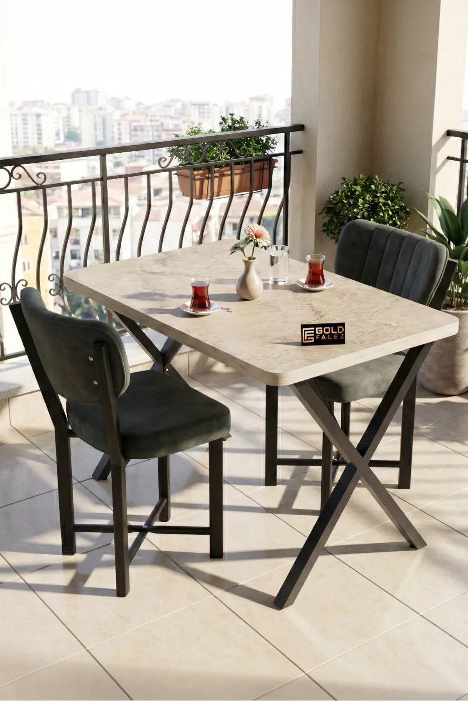 Single Baby Face Fabric Metal Modern Kitchen Chair for Cafe Balcony Office Elma 9815 Anthracite