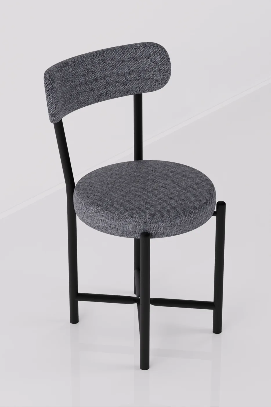 Sedia da cucina moderna singola Teddy 9816 in tessuto di lino con gambe in metallo per caffè, balcone, ufficio, grigio