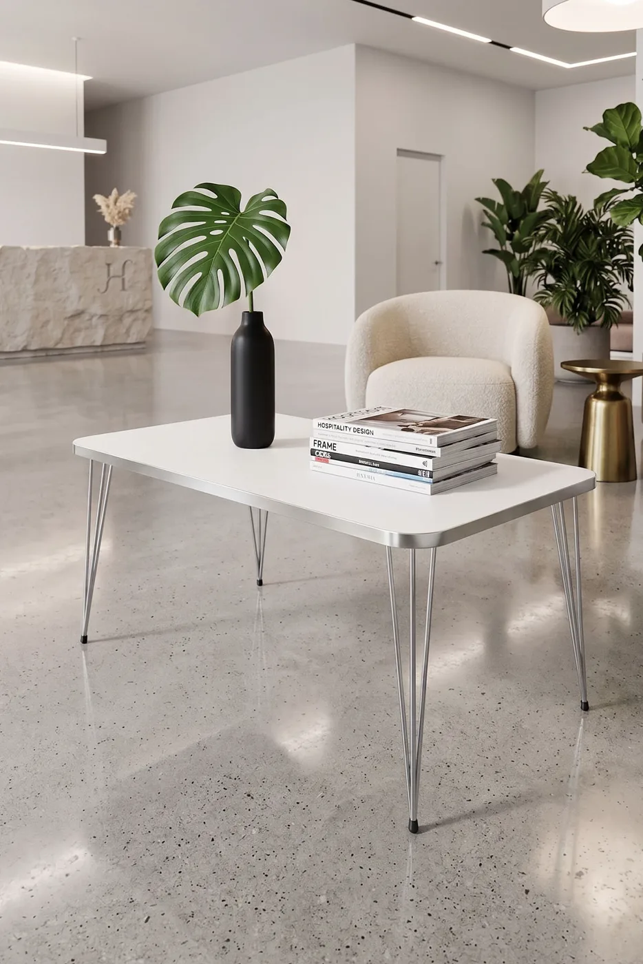Square Silver White Wire Coffee Table
