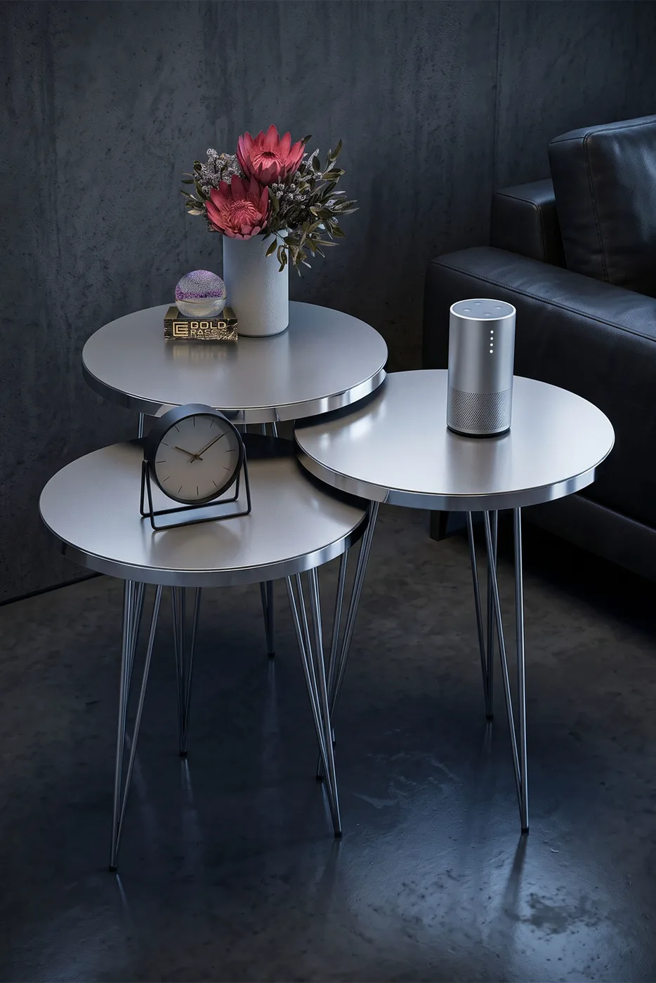 Silver White Wire Nesting Table