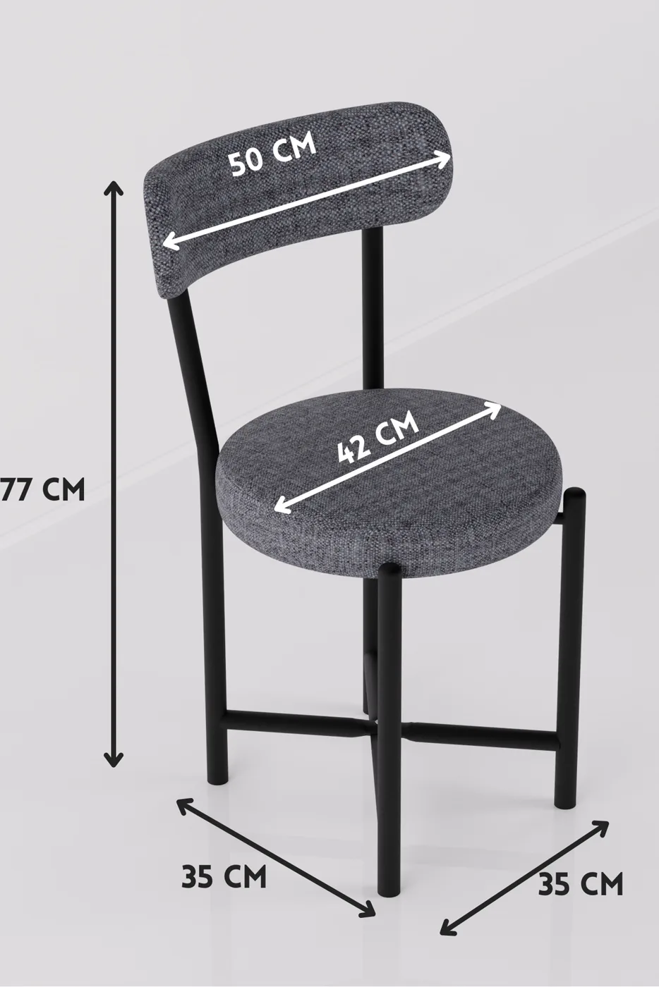 2-teiliger Leinenstoff Metallbein moderner Küchenstuhl für Café Balkon Büro Teddy 9812 Grau
