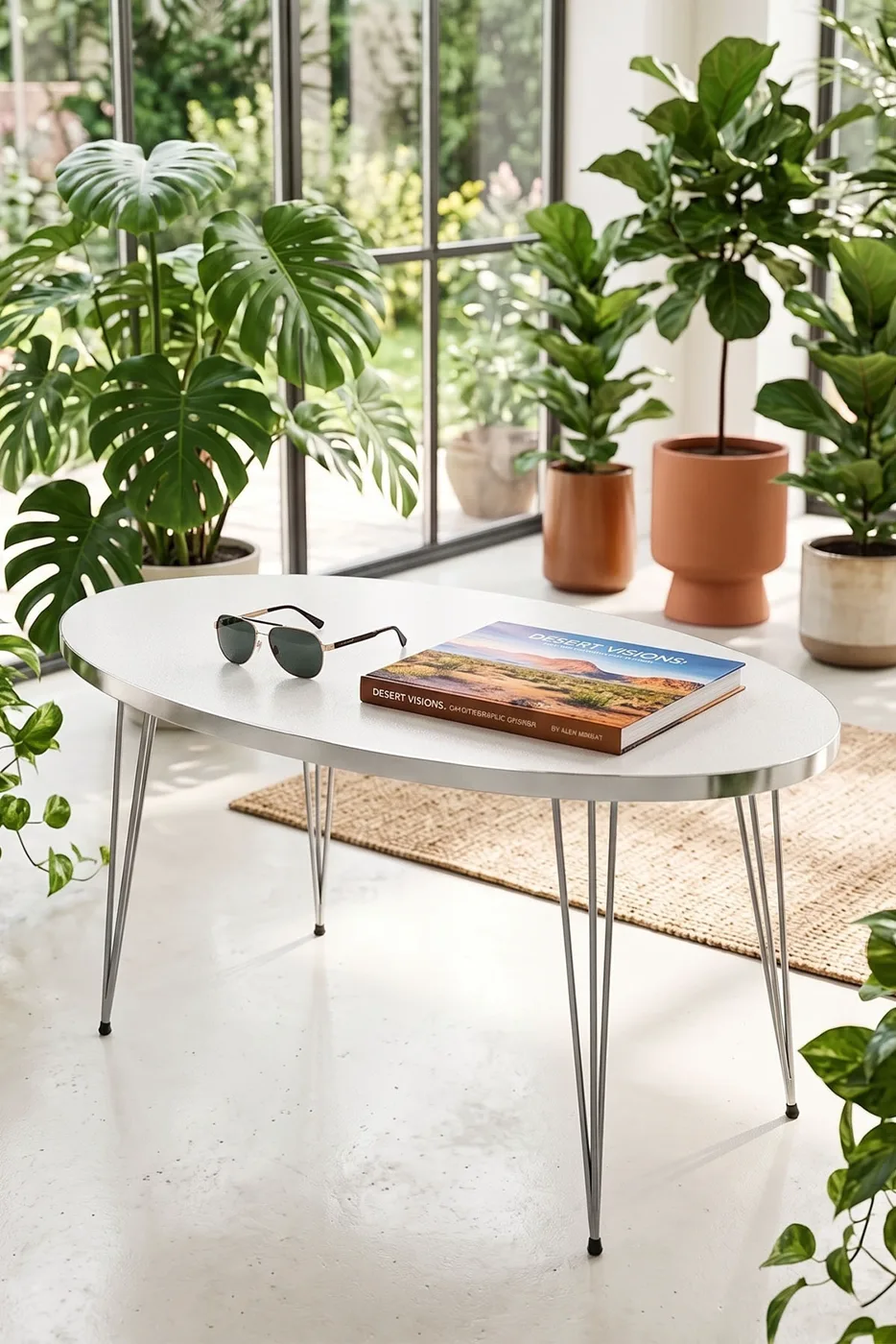 Oval Silver White Wire Coffee Table