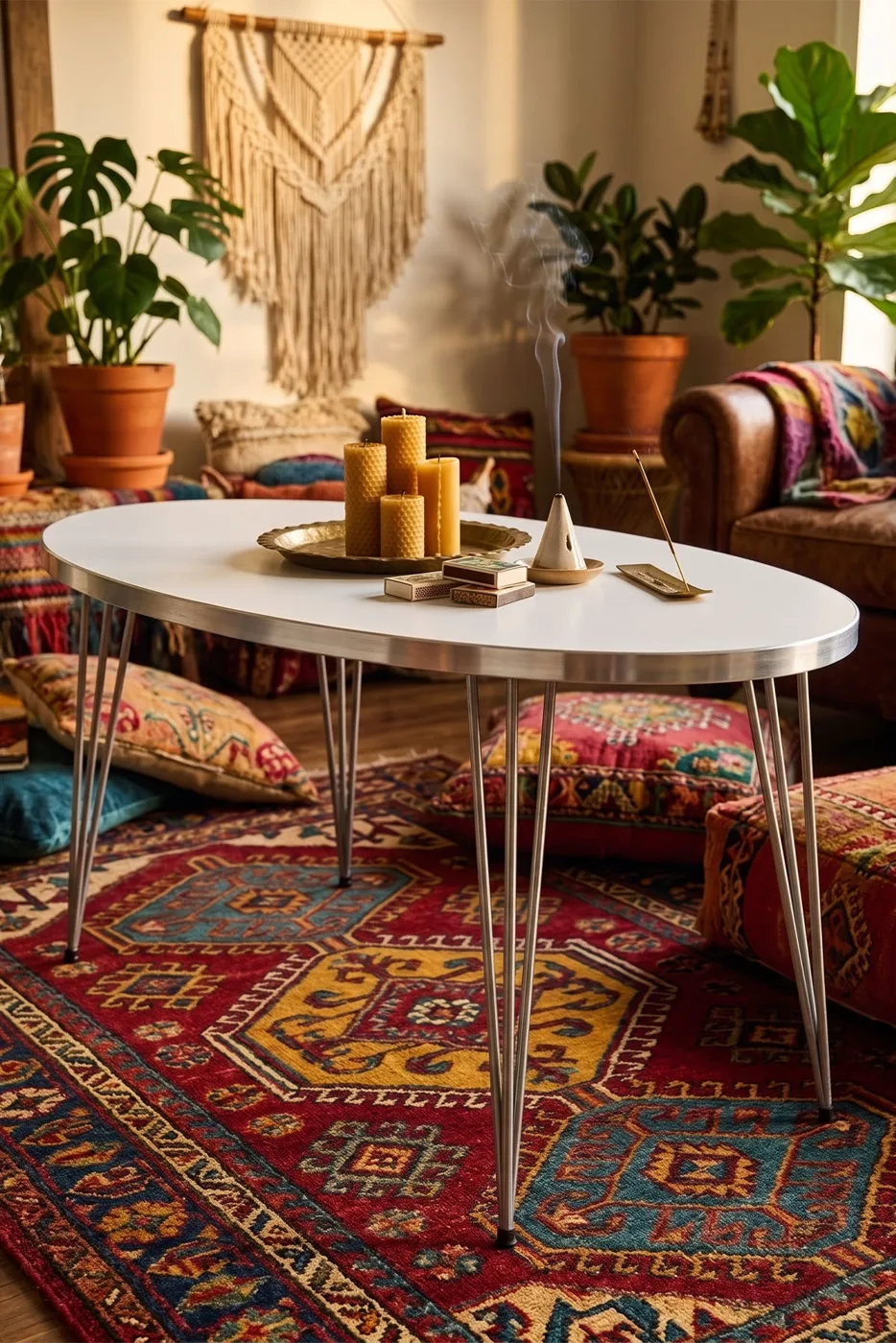 Oval Silver White Wire Coffee Table