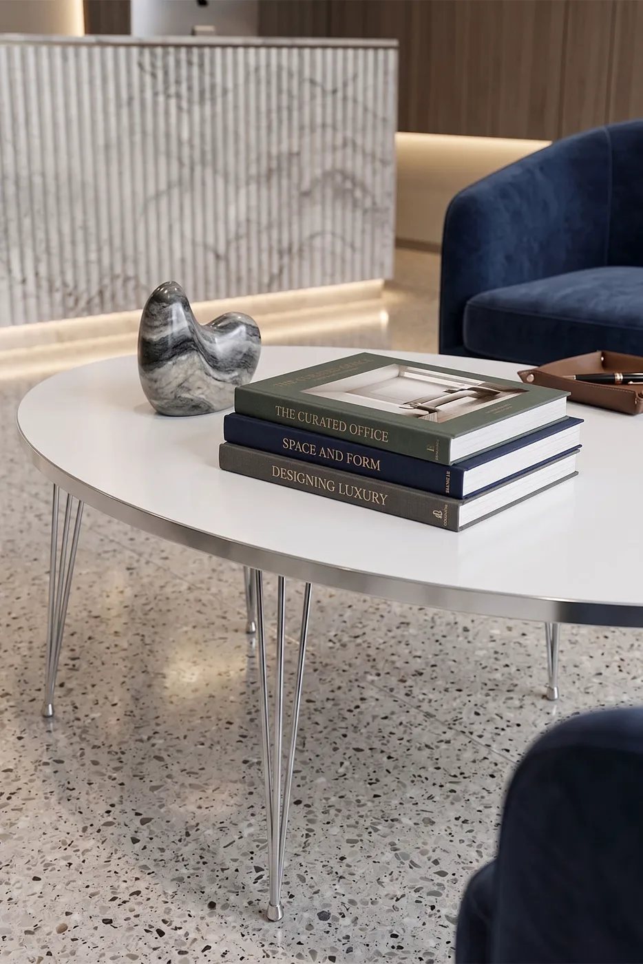 Oval Silver White Wire Coffee Table