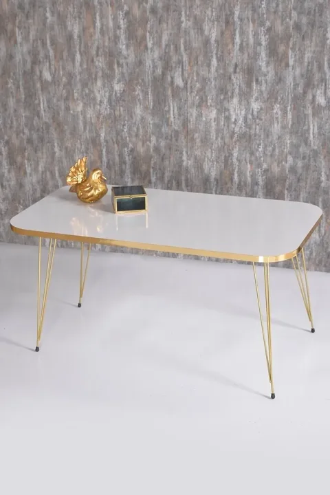 Square Gold White Wire Coffee Table
