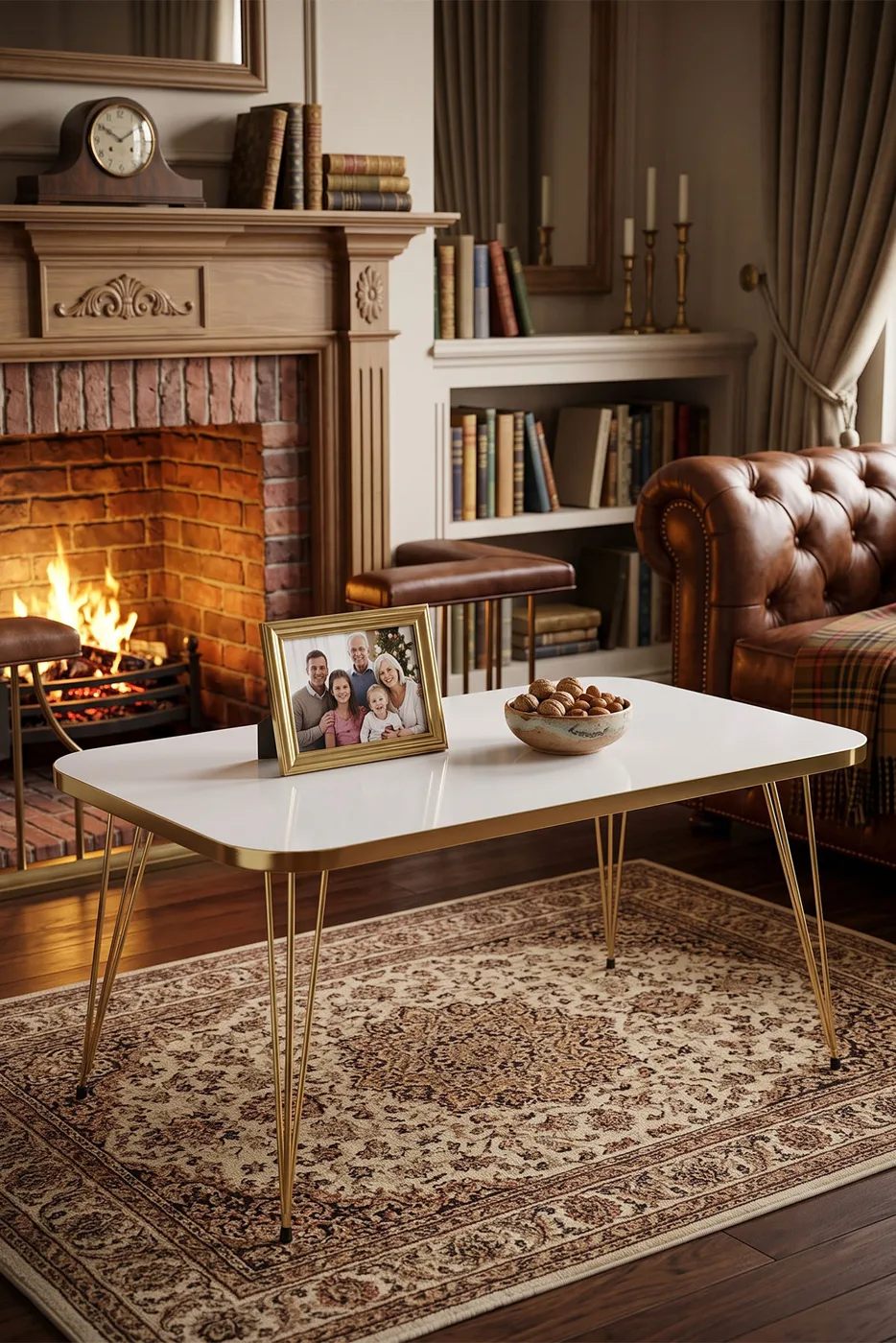 Square Gold White Wire Coffee Table