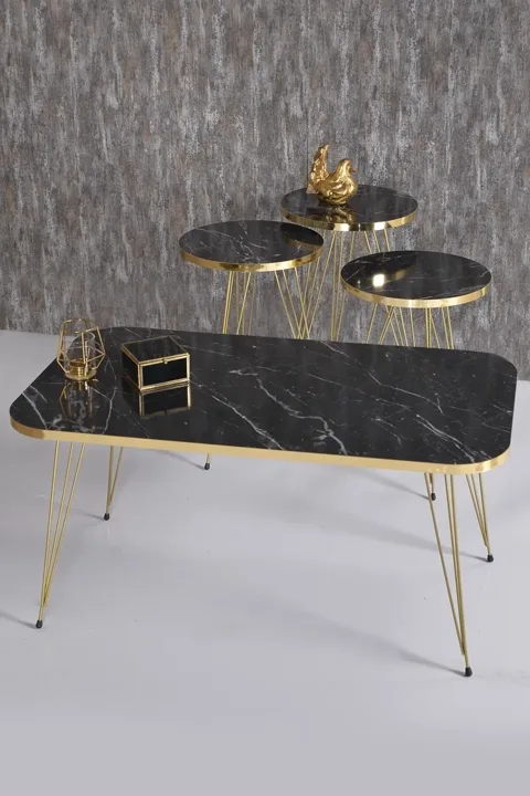Nesting Table and Coffee Table Kr Set Gold Bendir Wire