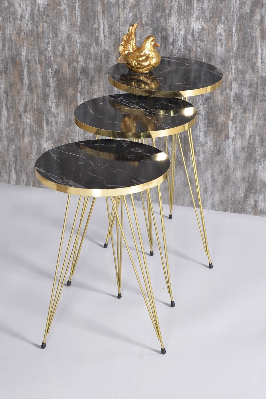 Nesting Table and Coffee Table Kr Set Gold Bendir Wire