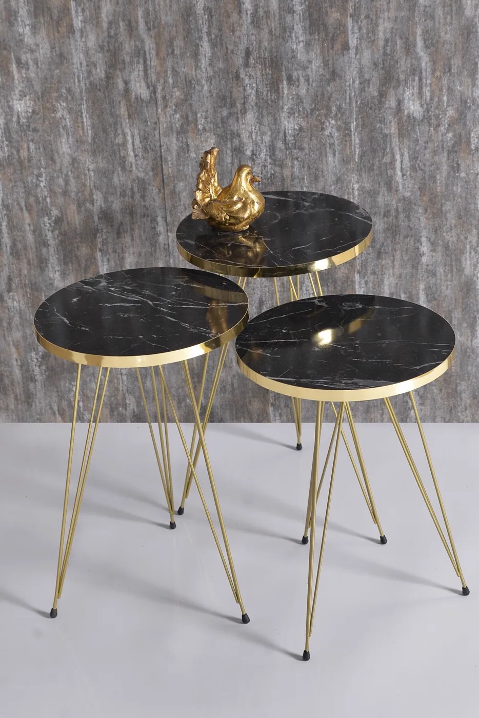 Nesting Table and Coffee Table Kr Set Gold Bendir Wire