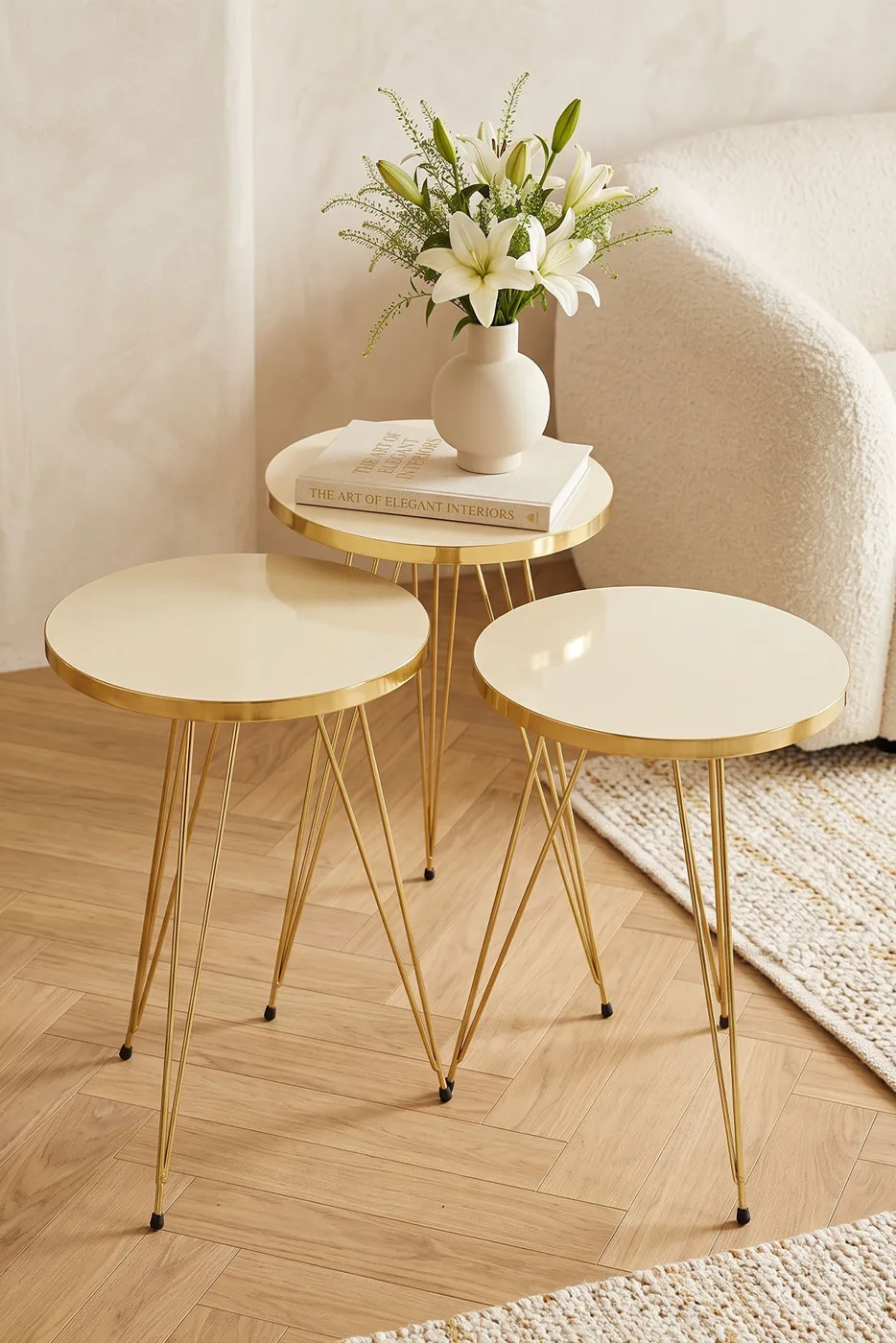 Nesting Table Gold Cream Wire