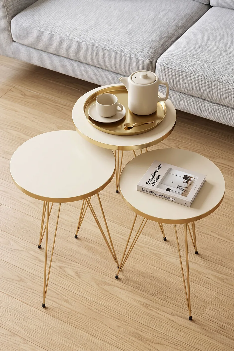 Nesting Table Gold Cream Wire