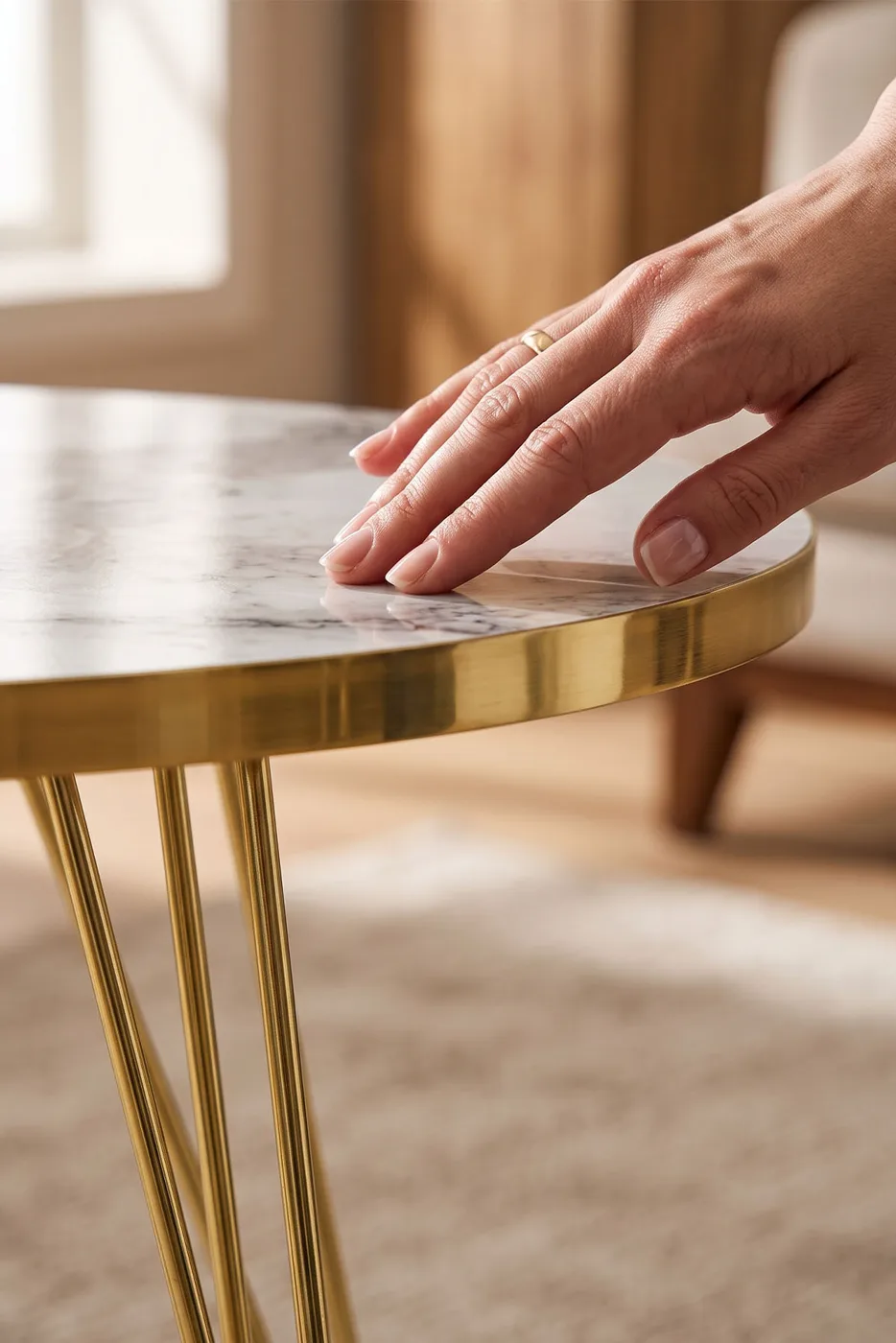 Nesting and Coffee Table Elliptical Set Gold Efes Wire-legged