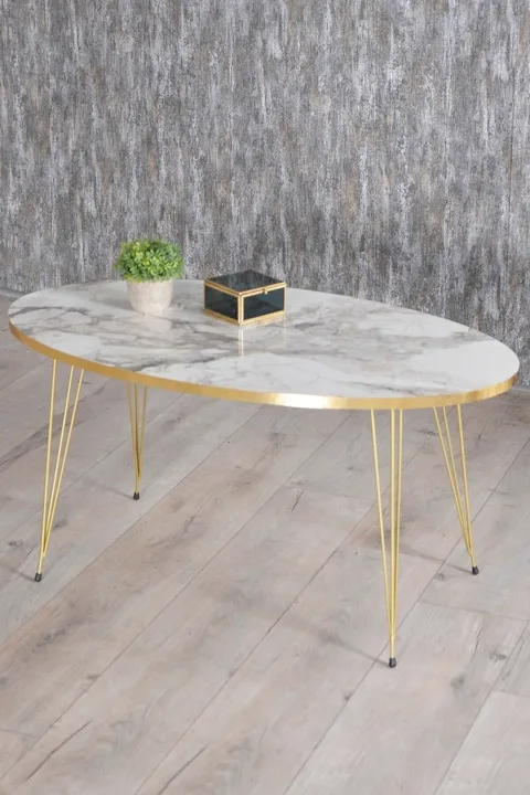Coffee Table Elliptical Gold Efes Wire-legged
